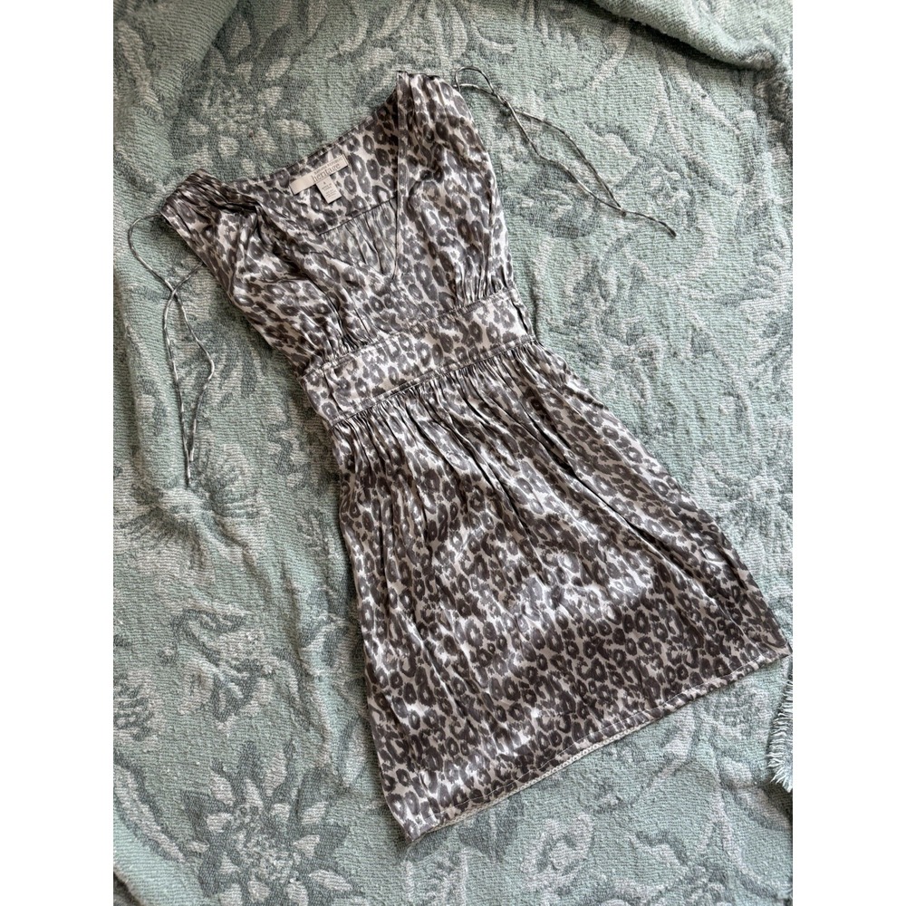 Banana Republic Heritage Silk Blend Dress Size 4 Leopard Print V-Neck